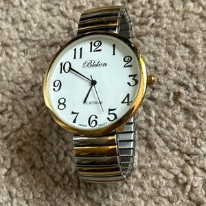 Blekon Platinum women’s vintage two tone wristwatch one size stretches‎